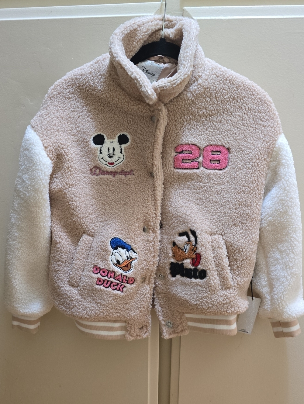 Disney Sherpa Jacket with Pink Patch & Cream Body